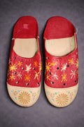 Traditional Moroccan Red Babouches – Hand-Embroidered Leather Slippers